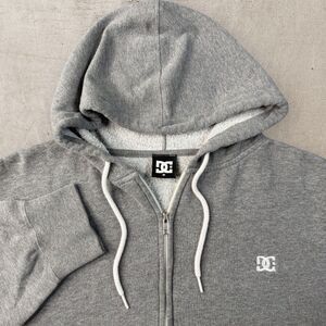 DC Shoes Full Zip Hoodie Mens XL Gray Fleece Skater Logo Essential Y2K Grunge
